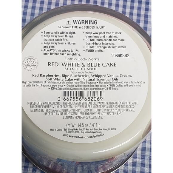 BBW Red White & Blue Cake Large 3 Wick 14.5oz Candle - Picture 2 of 2
